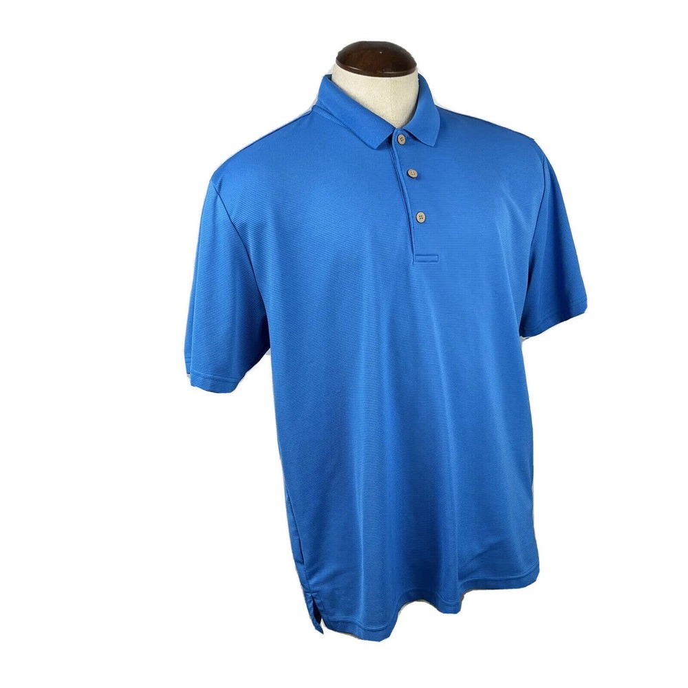 Cubavera Mens X-Large Polo Shirt Blue Short Sleeves XL Stretch Ribbed Casual
